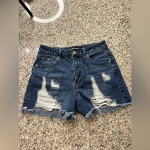 distressed denim shorts